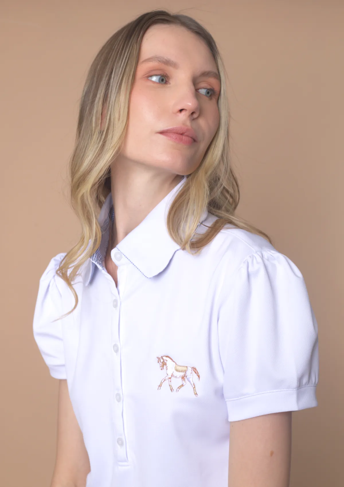 Acasia Horse Polo-Shirt | Basic White | High Tech