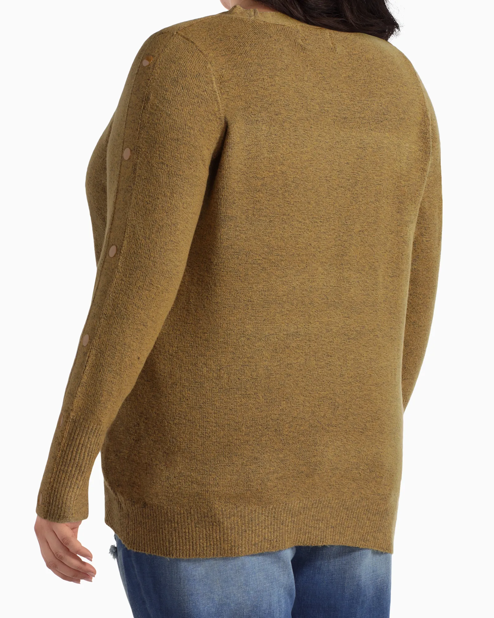 Amelia Button-Sleeve Sweater | Tan