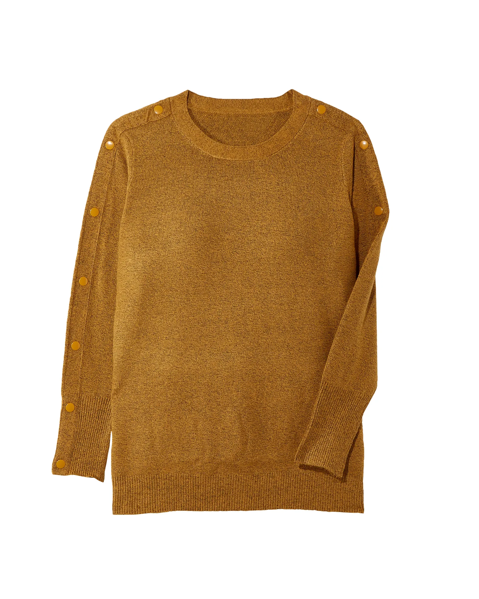 Amelia Button-Sleeve Sweater | Tan