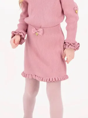 Angels Face Girls Troy Rib Knitted Skirt in Pink