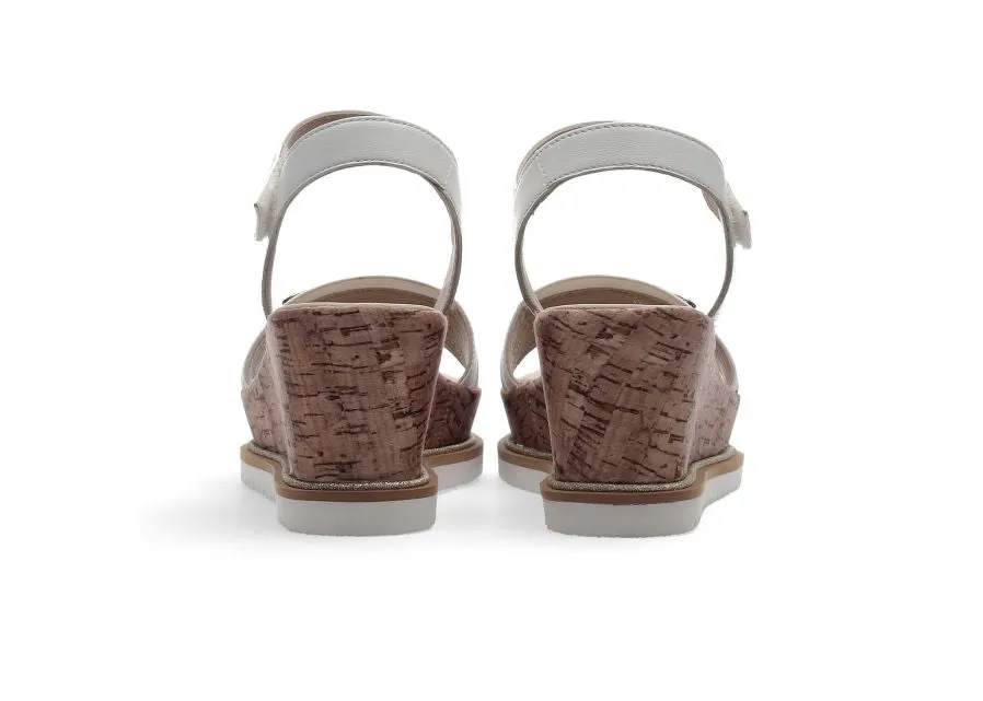 Ara White Wedge Sandals with Gold Details for Women