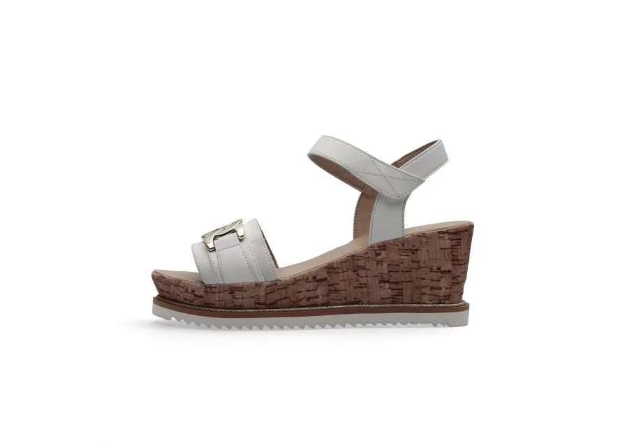 Ara White Wedge Sandals with Gold Details for Women