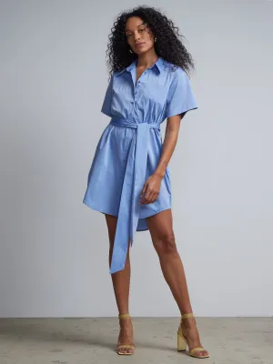 Belted Short-Sleeve Button-Down Madison Shirt-Dress