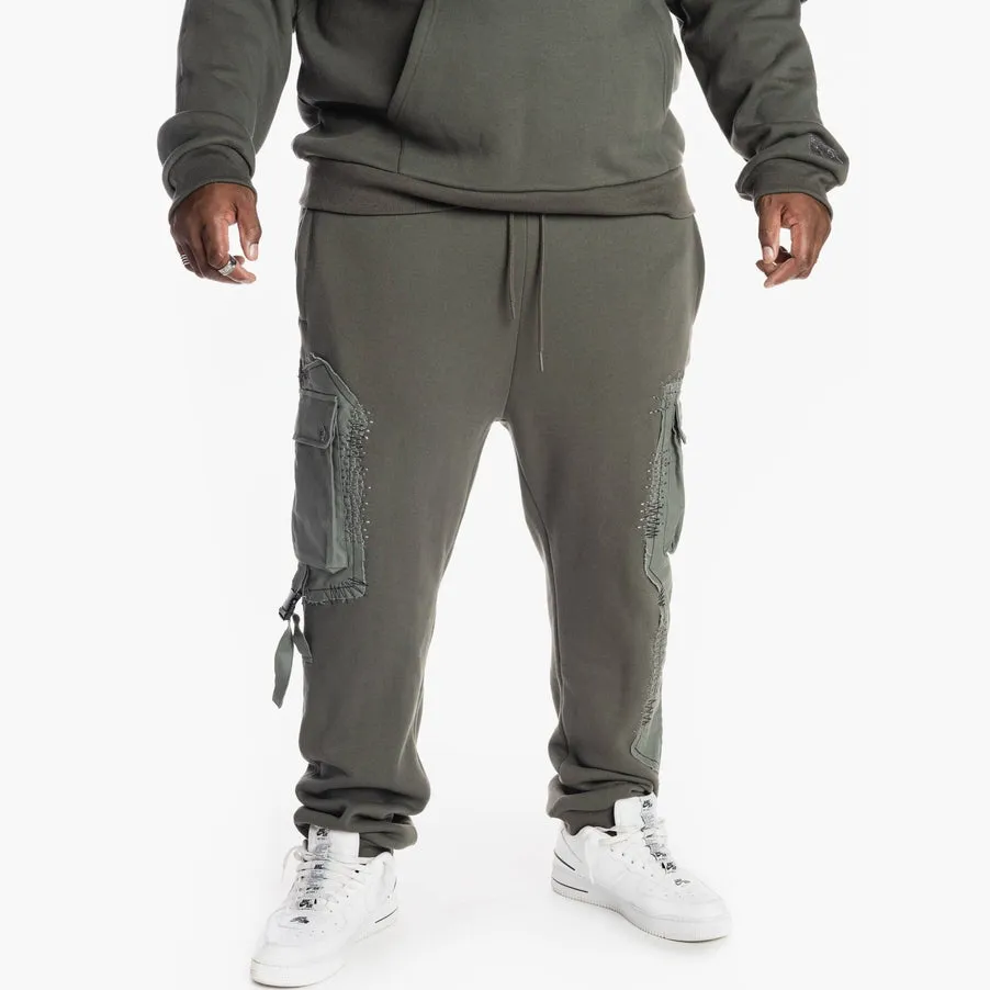 Big and Tall Utility Fashion Fleece Joggers - Dark Olive