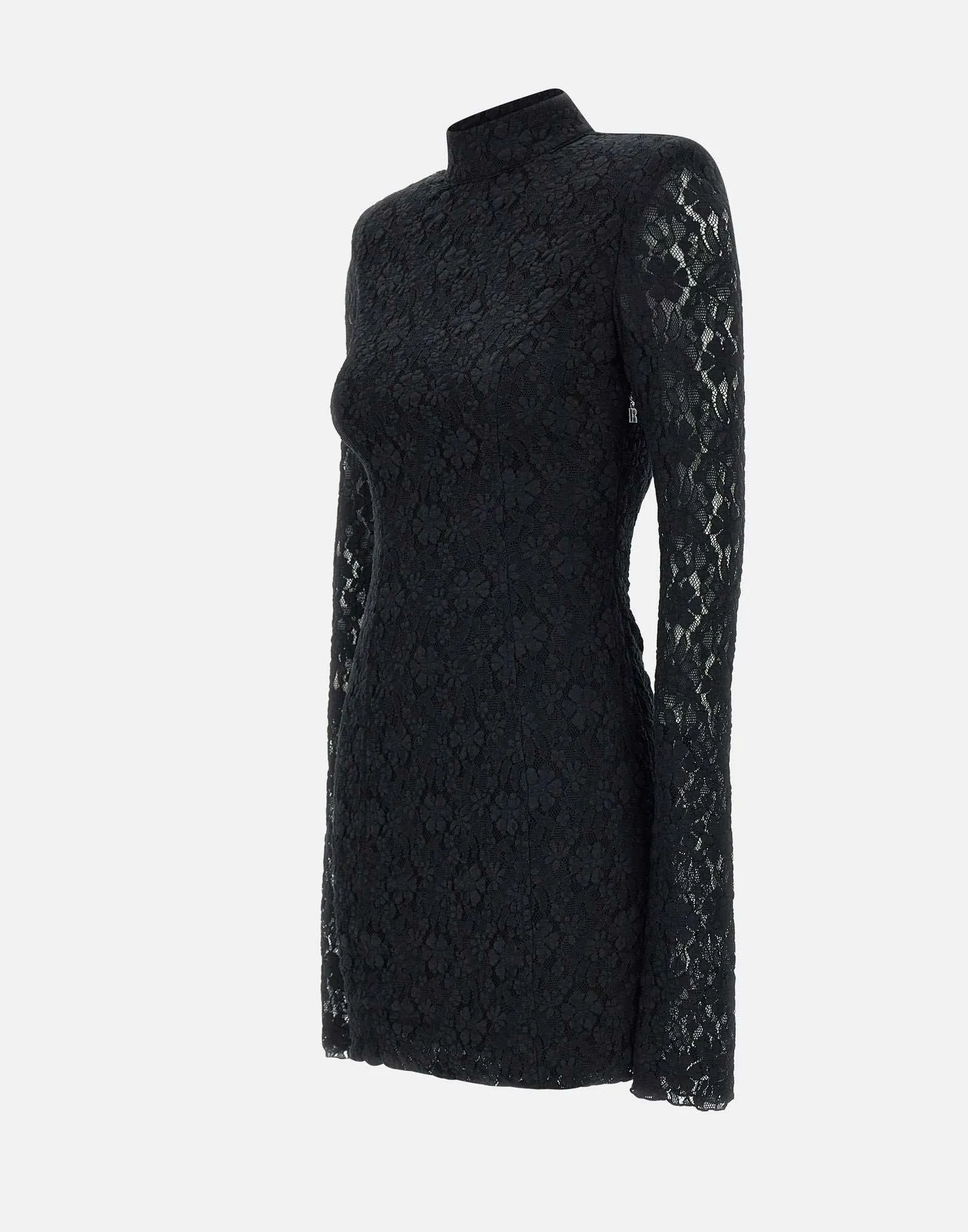 Black Lace Mini Dress with Long Sleeves