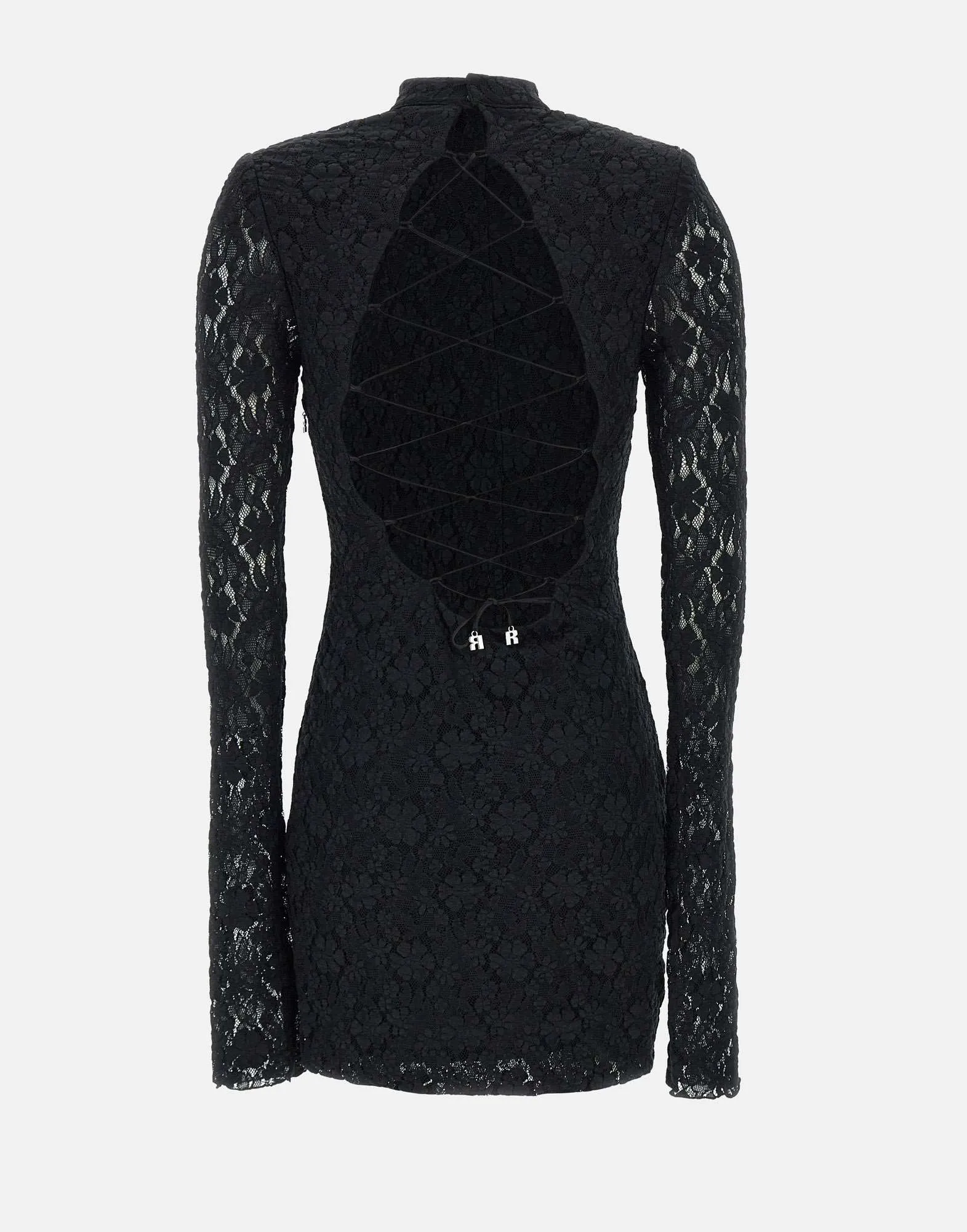 Black Lace Mini Dress with Long Sleeves