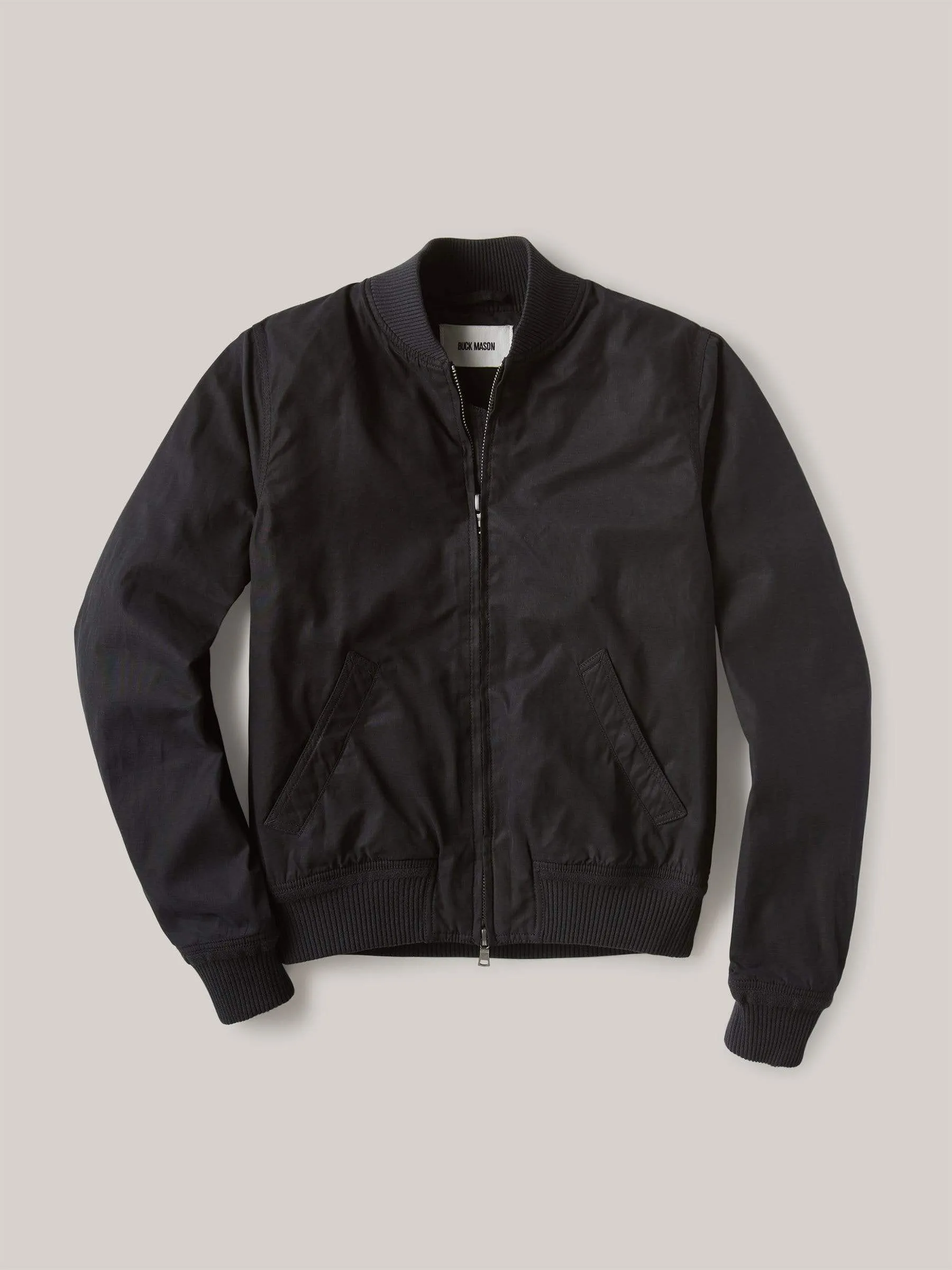 Black Oil Cloth Bomber