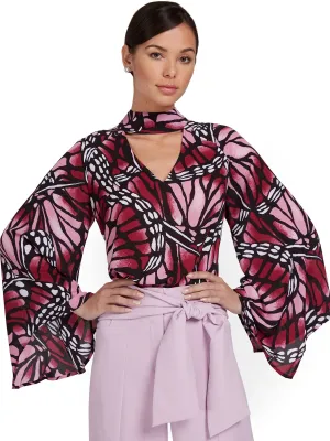 Butterfly-Print Blouse