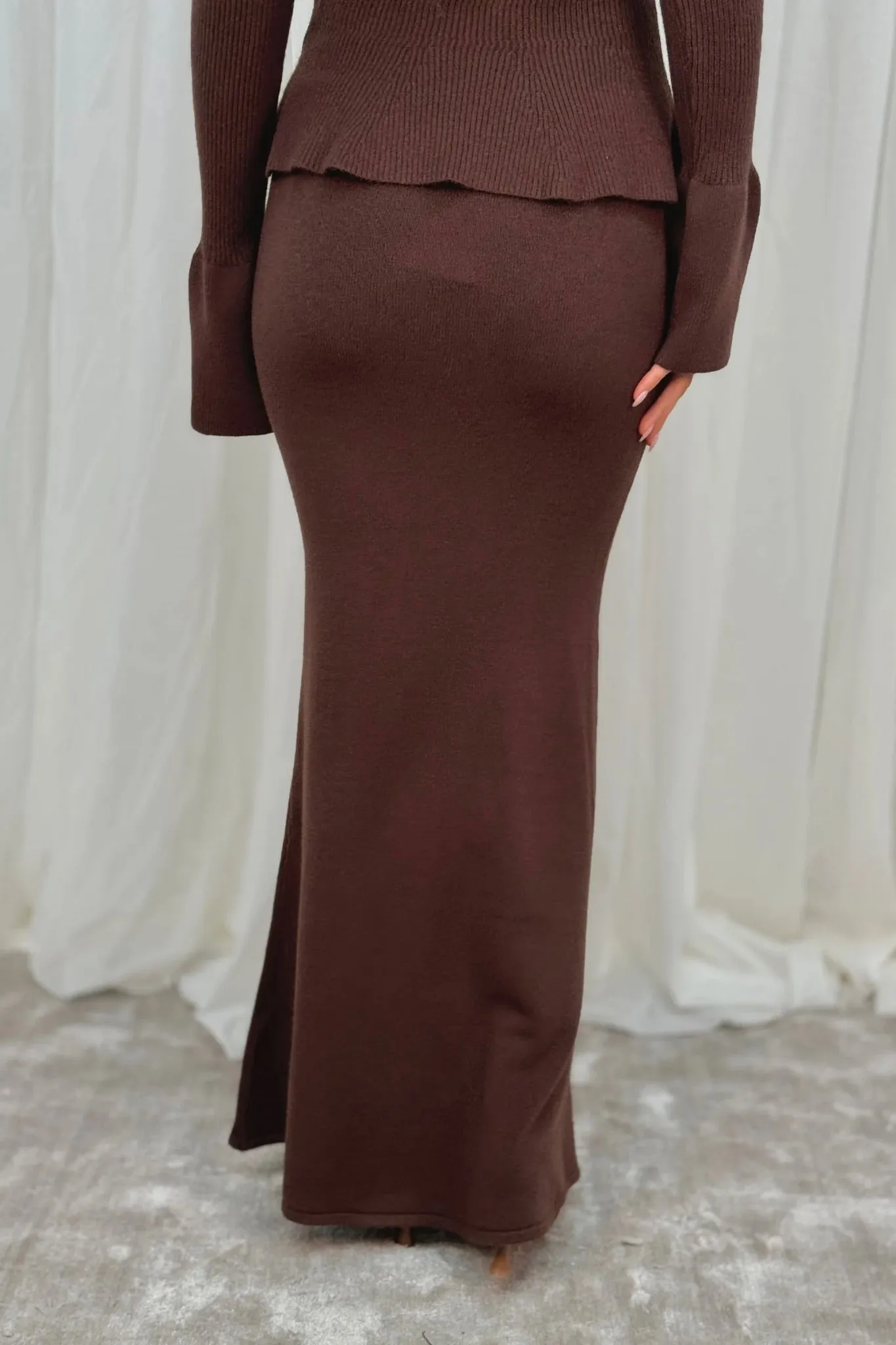 Caitlyn Knit Maxi Skirt In Chocolate