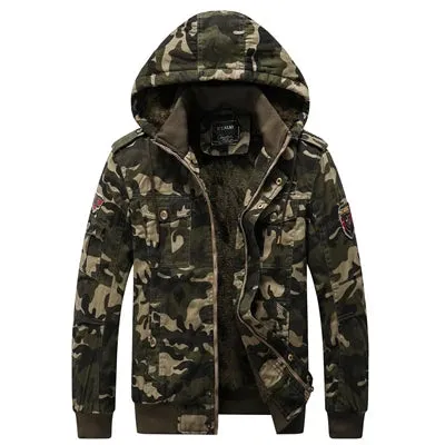 Camouflage faux fur Tactical Hooded Coat