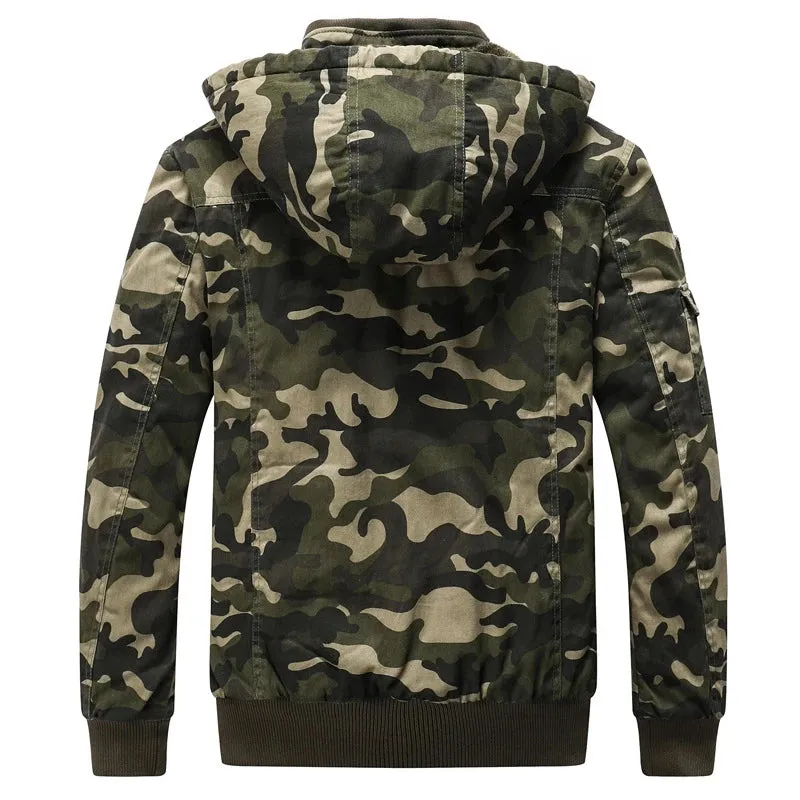 Camouflage faux fur Tactical Hooded Coat