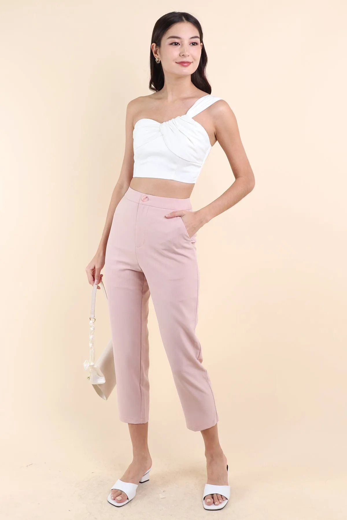 CLEO TAILORED PANTS IN NUDE PINK