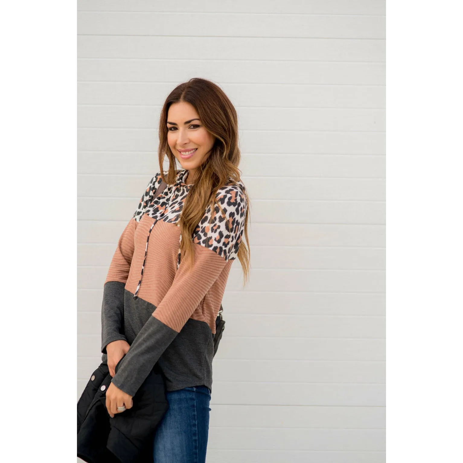 Comfy Leopard Blocked Hoodie