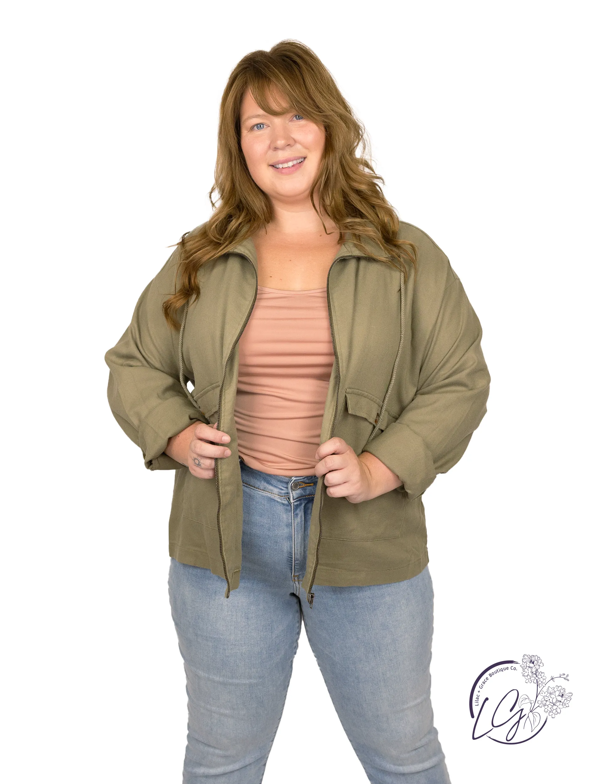 Curvy High Neck Utility Crop Jacket