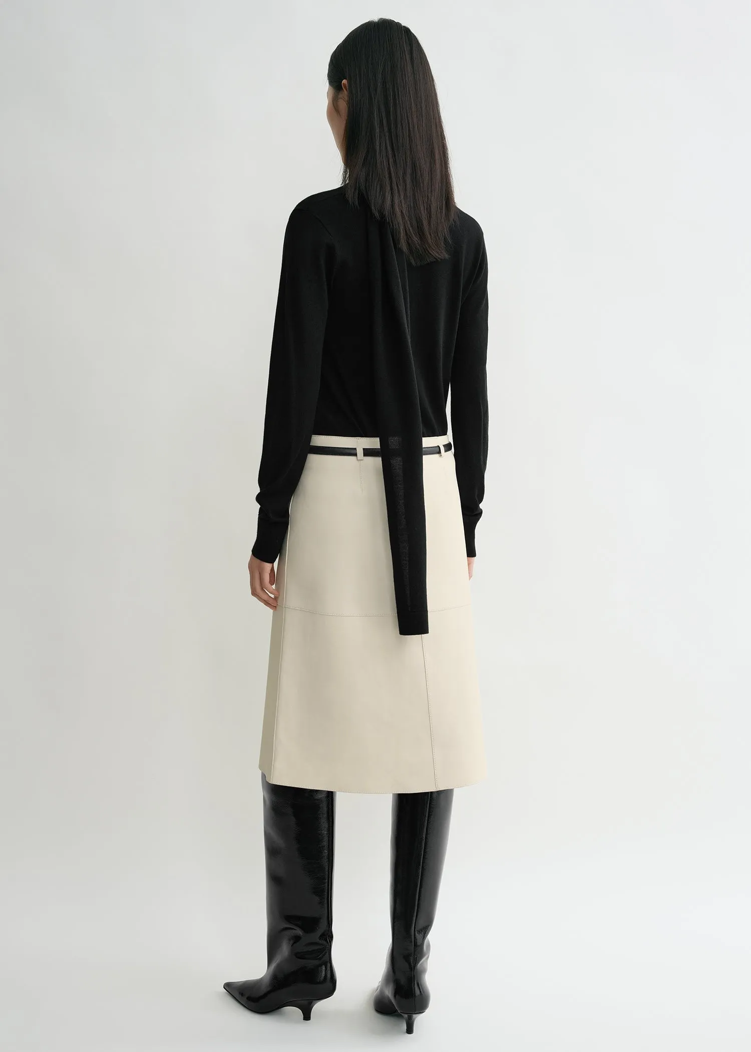 Double leather skirt off-white