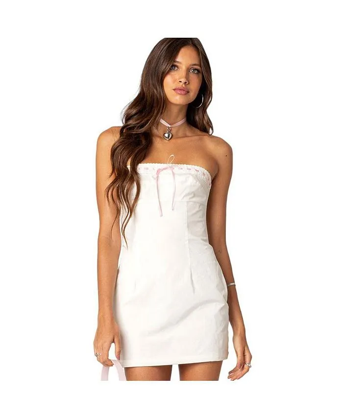 Edikted Women's Poplin Mini Bustier Dress, White