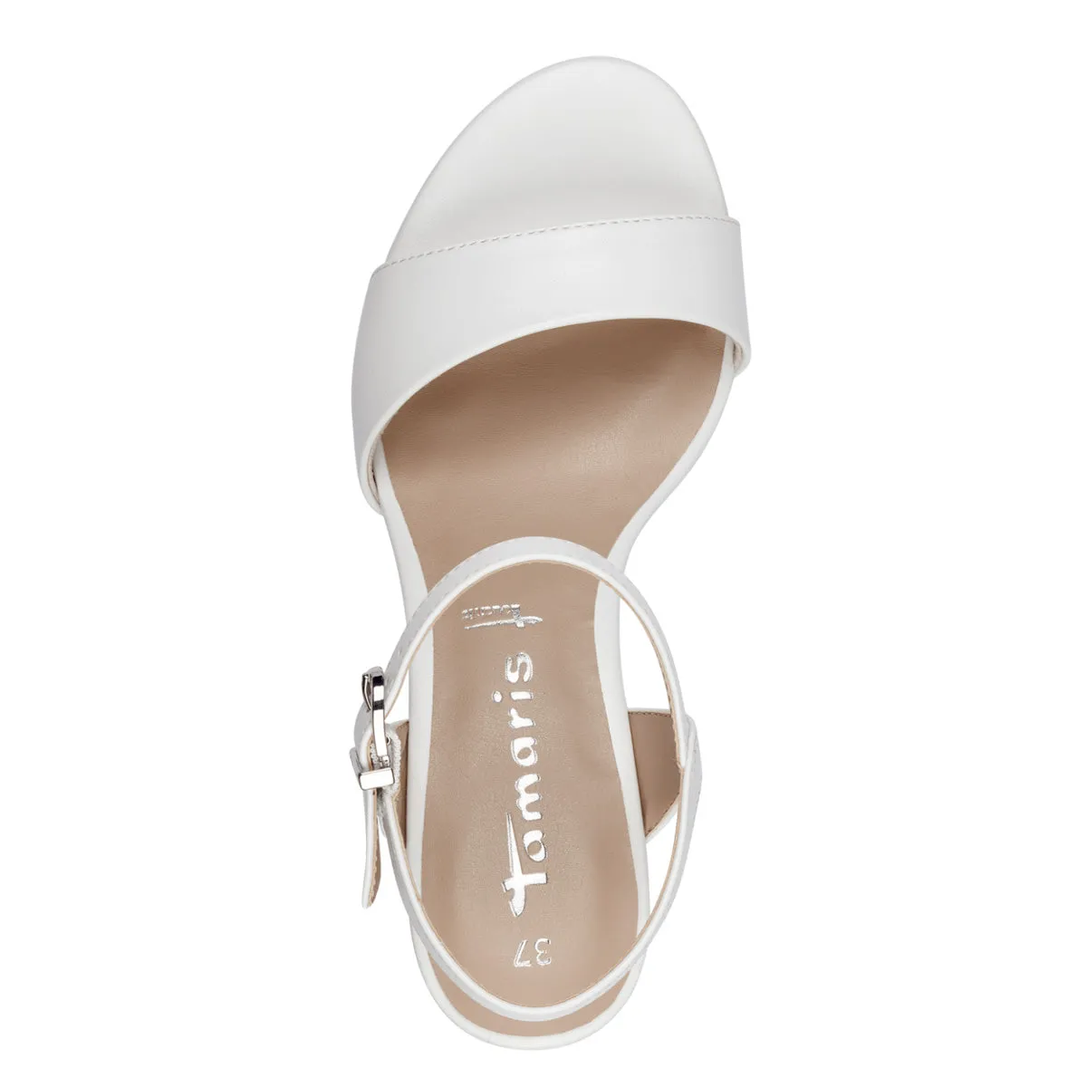 Elegant White Occasionwear Sandals by Tamaris - Adjustable Strap