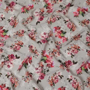 Floral Harmony Viscose Fabric - Digital Print, Elegant Design, Crafted in India, 110cm Wide-D18725