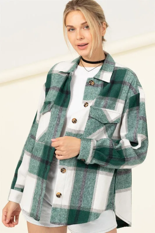 FS Clearance Effortless Ease Plaid Print Shacket