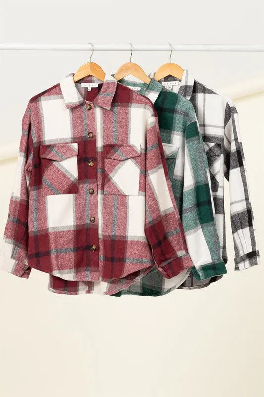 FS Clearance Effortless Ease Plaid Print Shacket