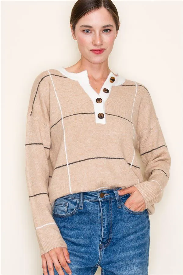 Grid Button Sweaters - 2 Colors!