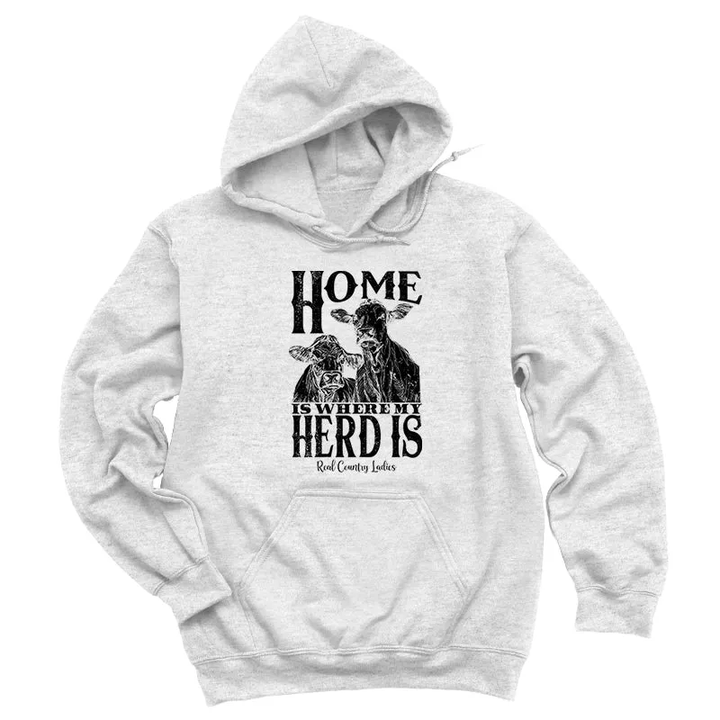 Home Is Where My Herd Is Black Print Hoodies & Long Sleeves