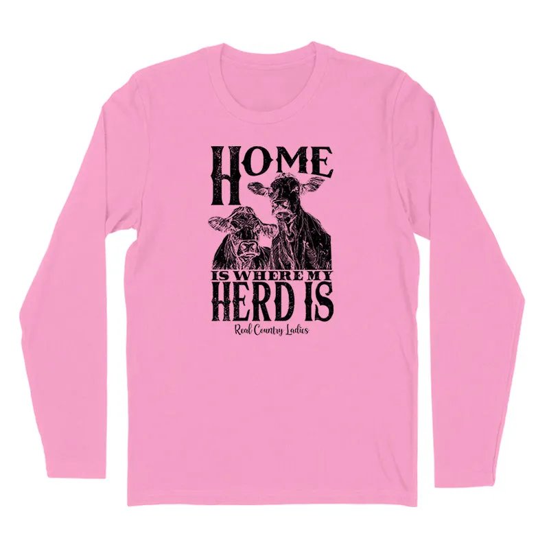 Home Is Where My Herd Is Black Print Hoodies & Long Sleeves