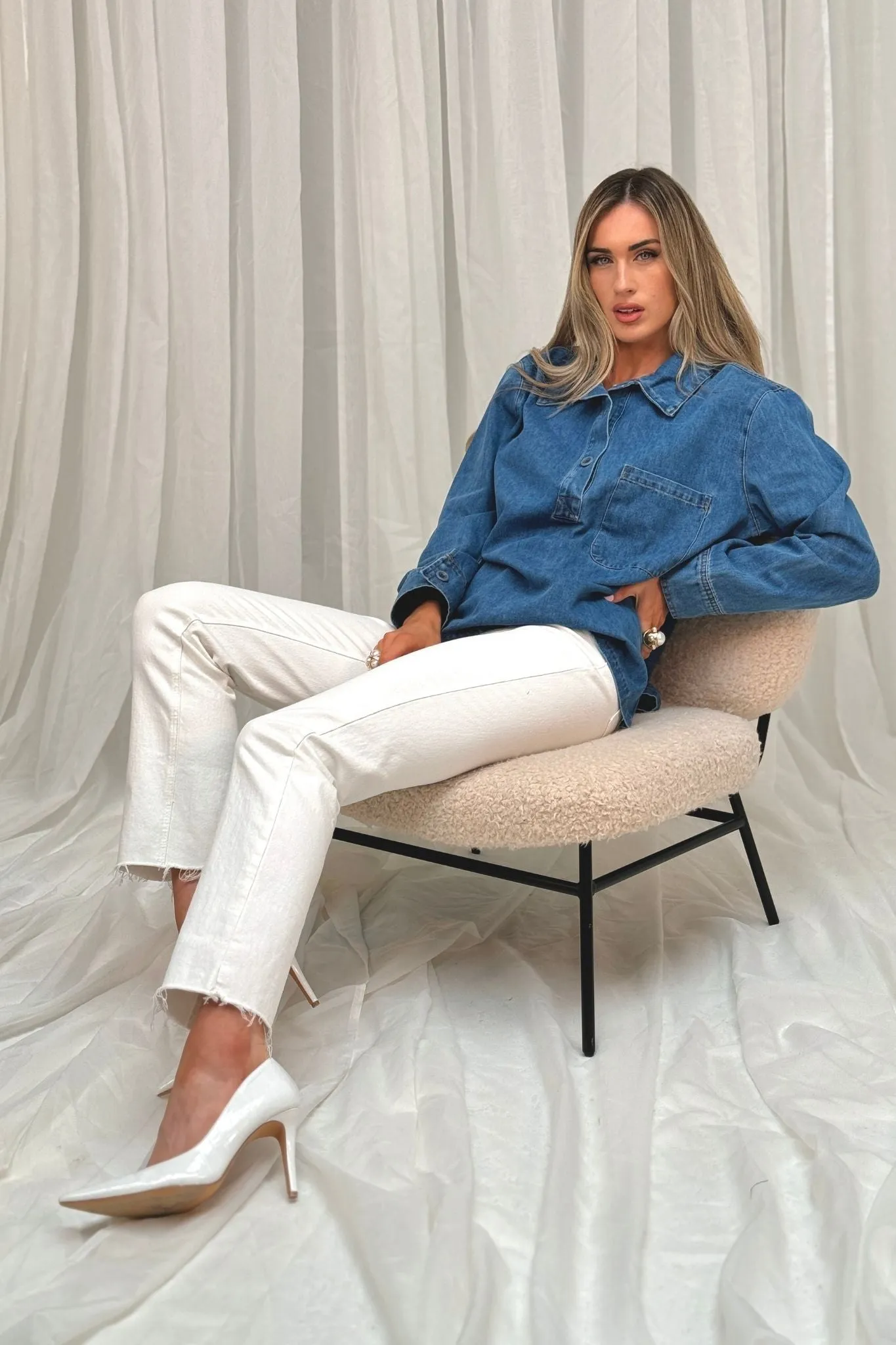 Jane Denim Shirt In Mid Wash