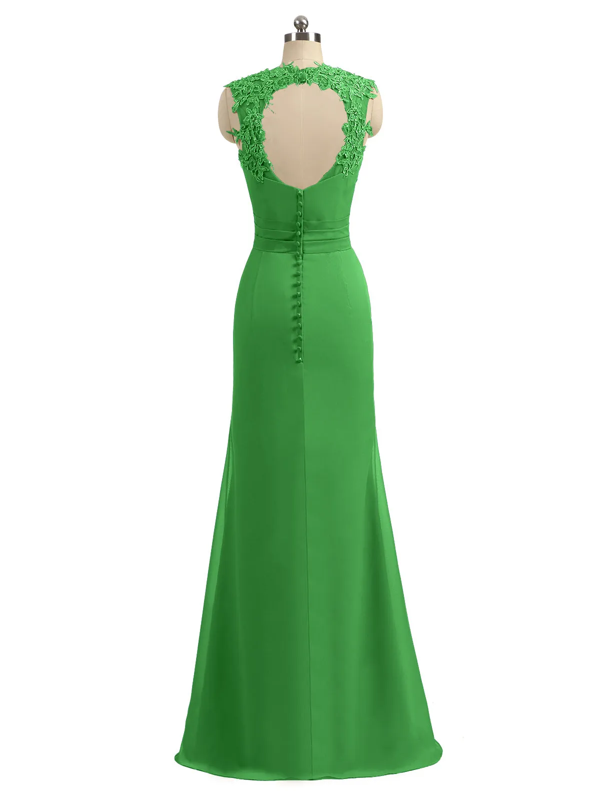 Lace Appliqued Strap Sheath Open Back Dress Green Plus Size