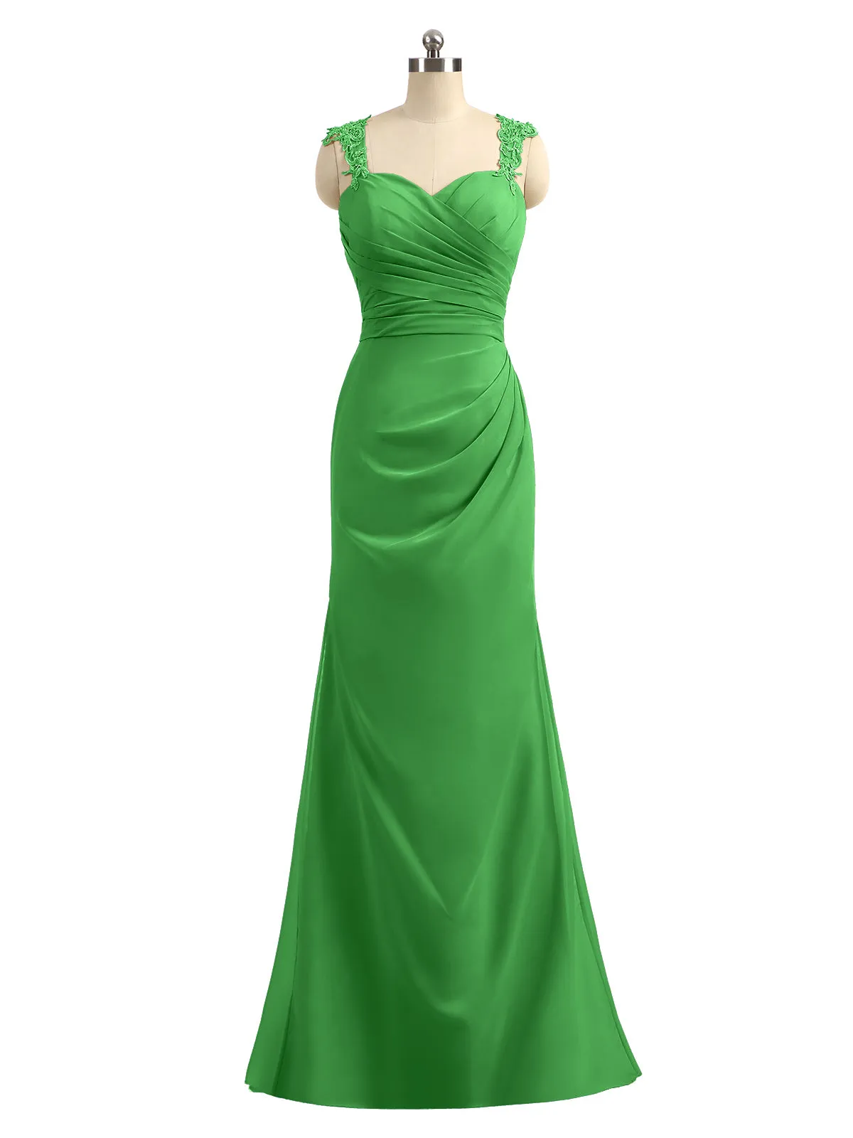 Lace Appliqued Strap Sheath Open Back Dress Green Plus Size