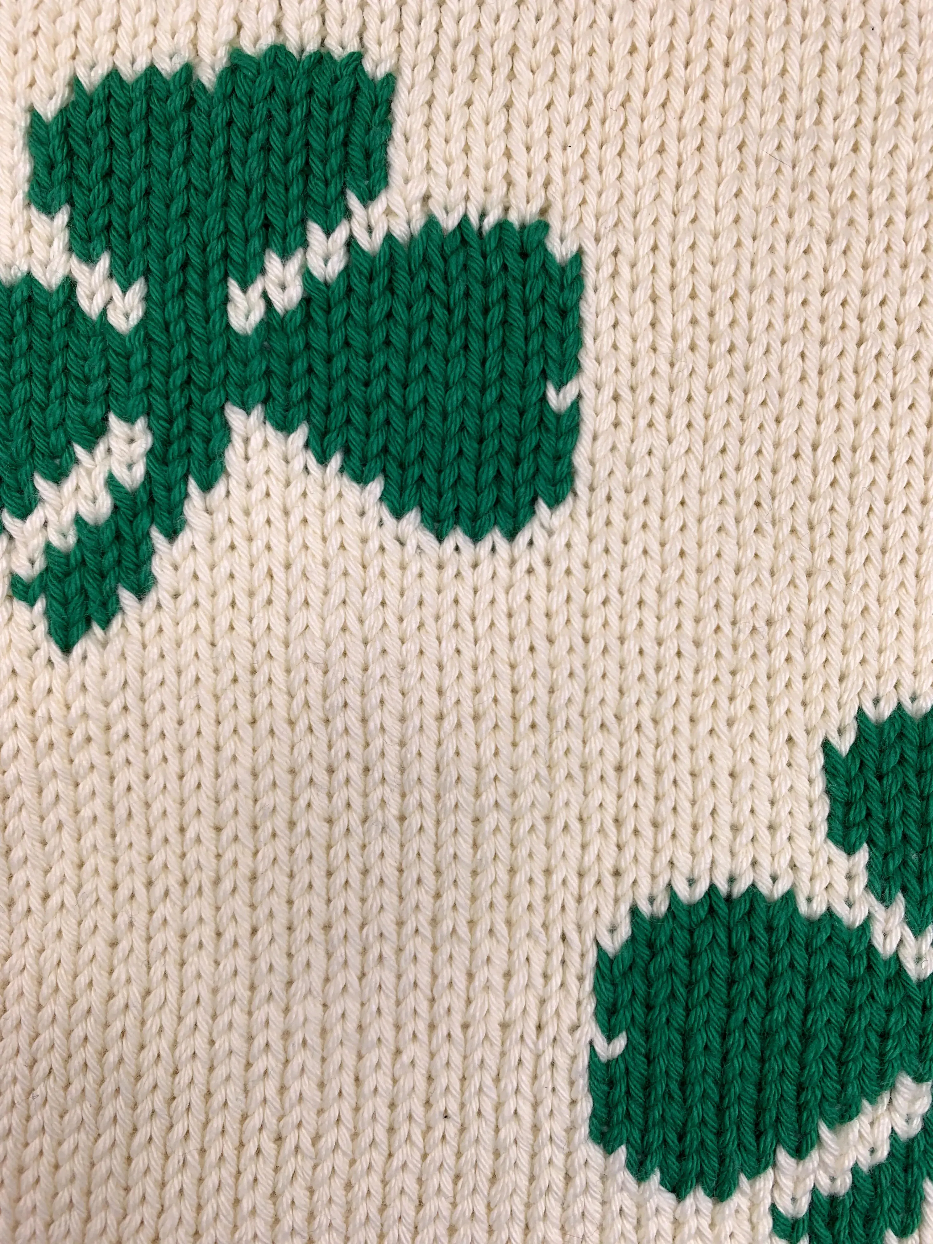 Ladies Ivory Shamrock Sweater