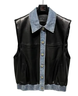 Leather Denim Vest