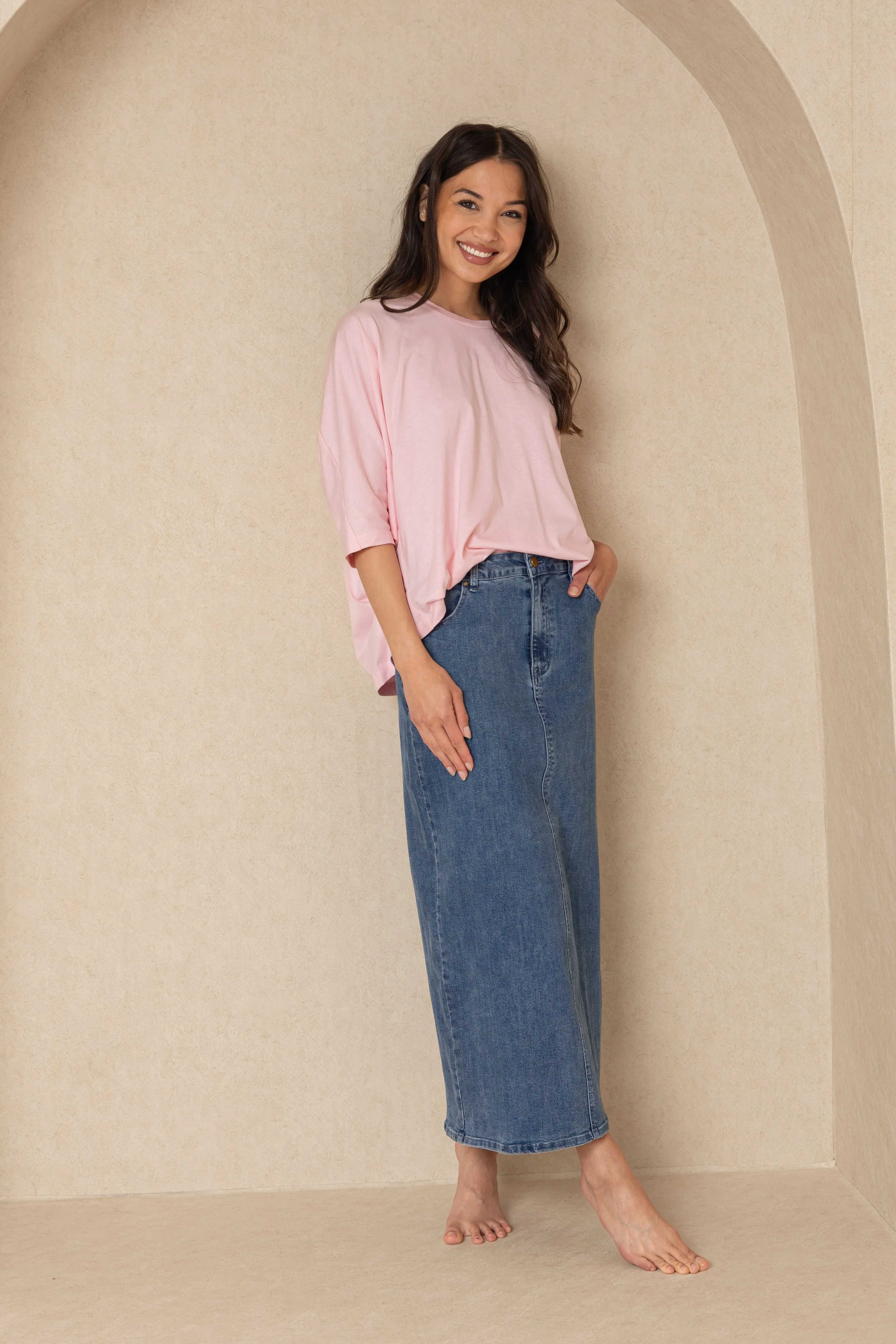 Light Pink 3/4 Oversize Dolman Tee