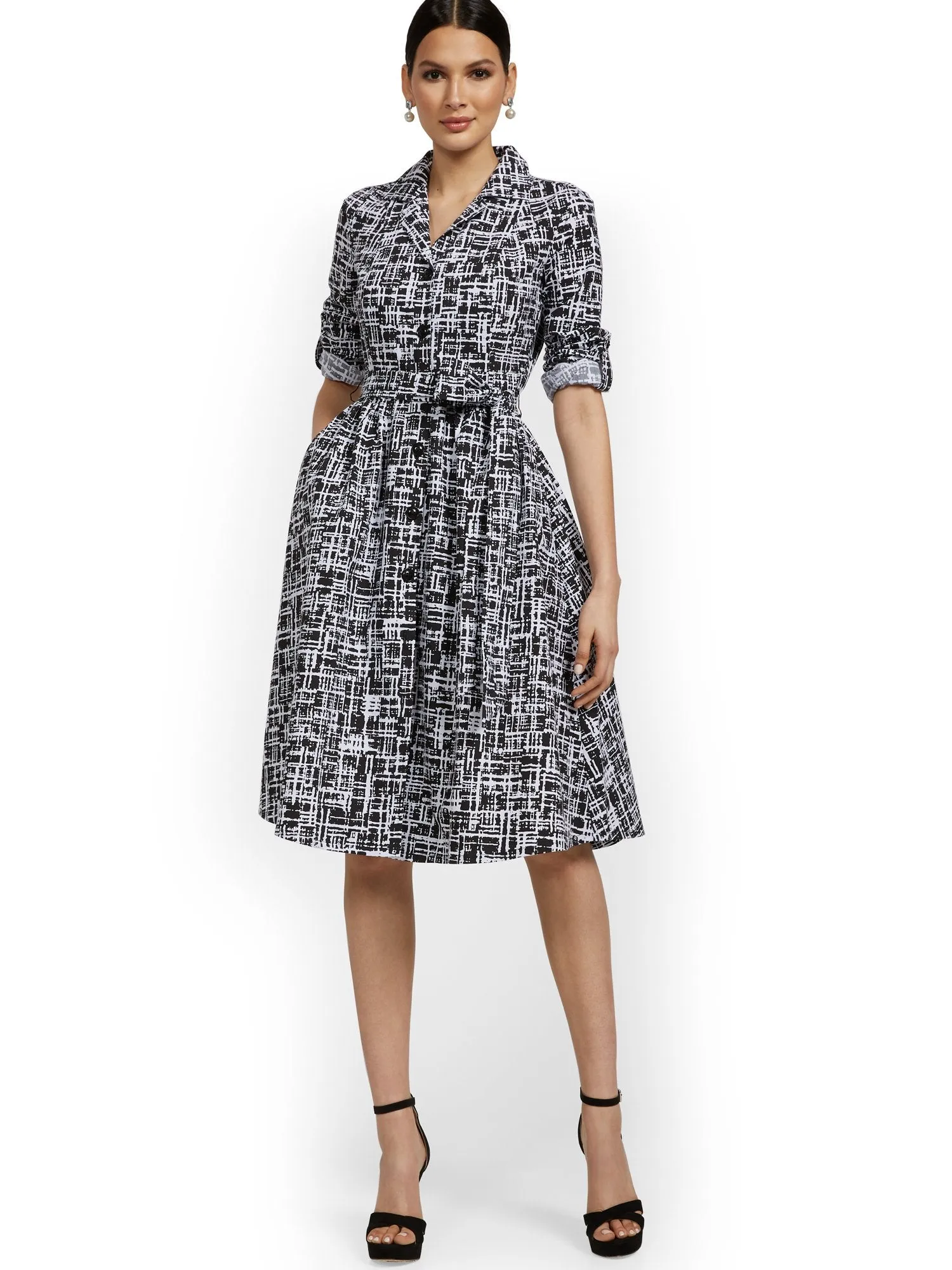 Long-Sleeve A-Line Shirtdress