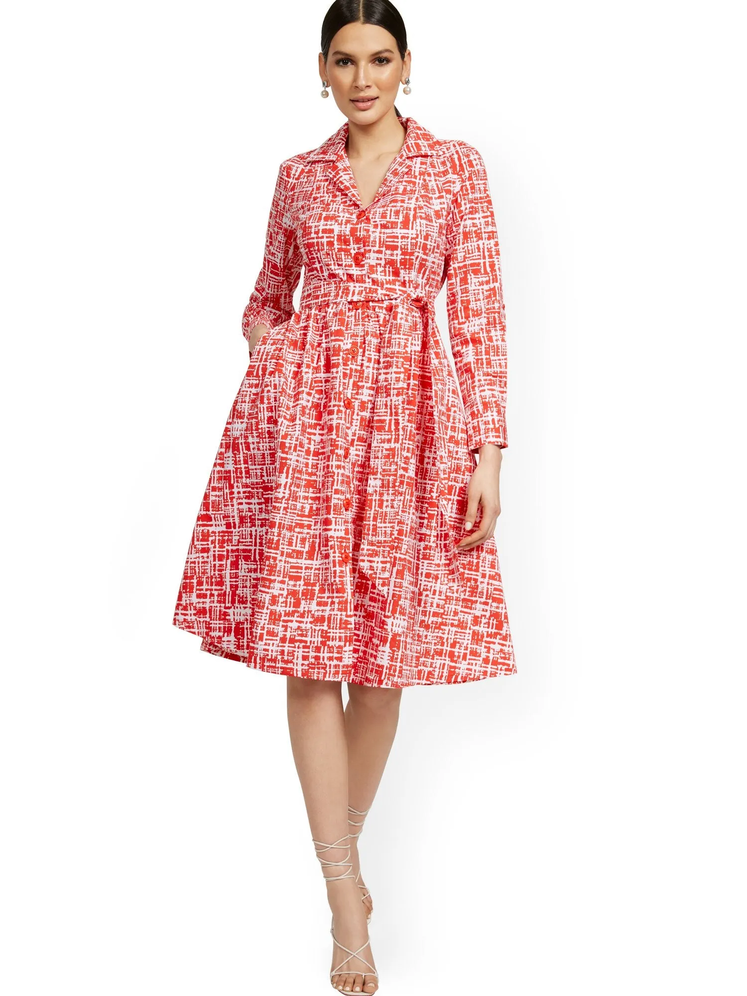 Long-Sleeve A-Line Shirtdress