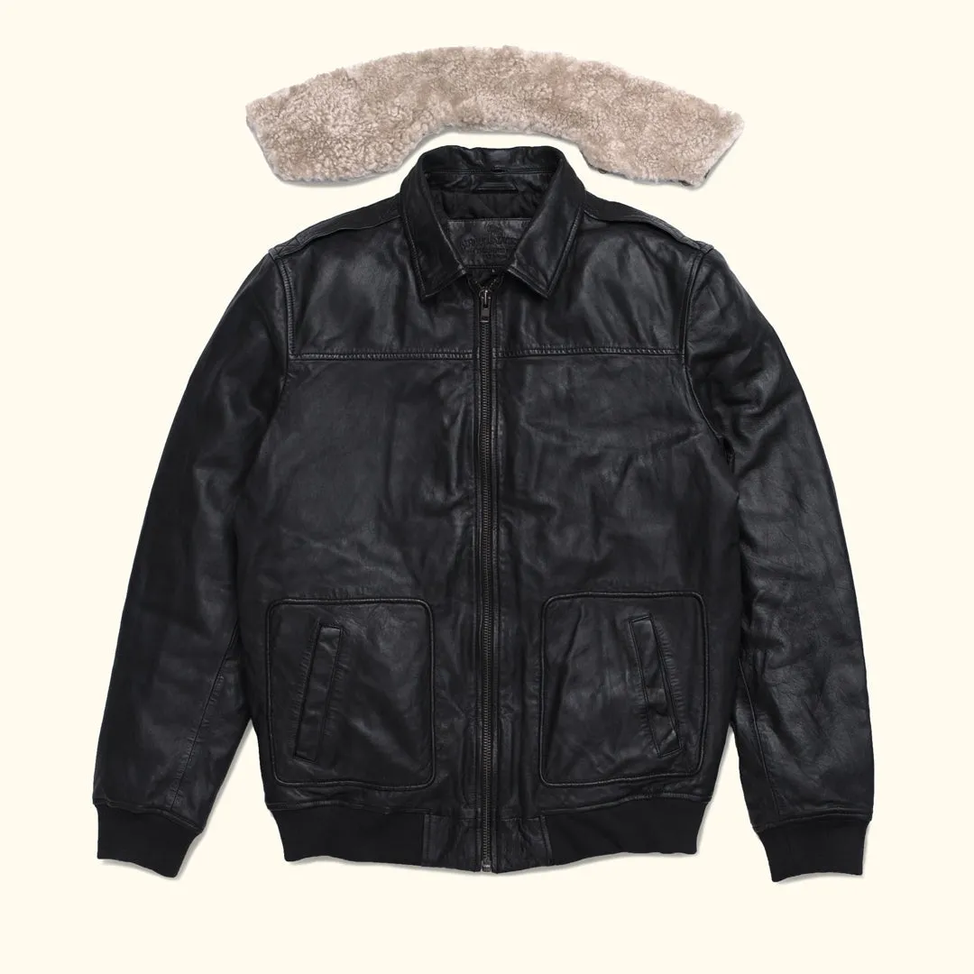 Maverick Leather Bomber Jacket | Vintage Black