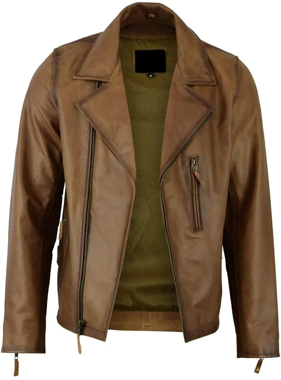 Men Classics Stylish Zip Sheepskin Leather Jacket