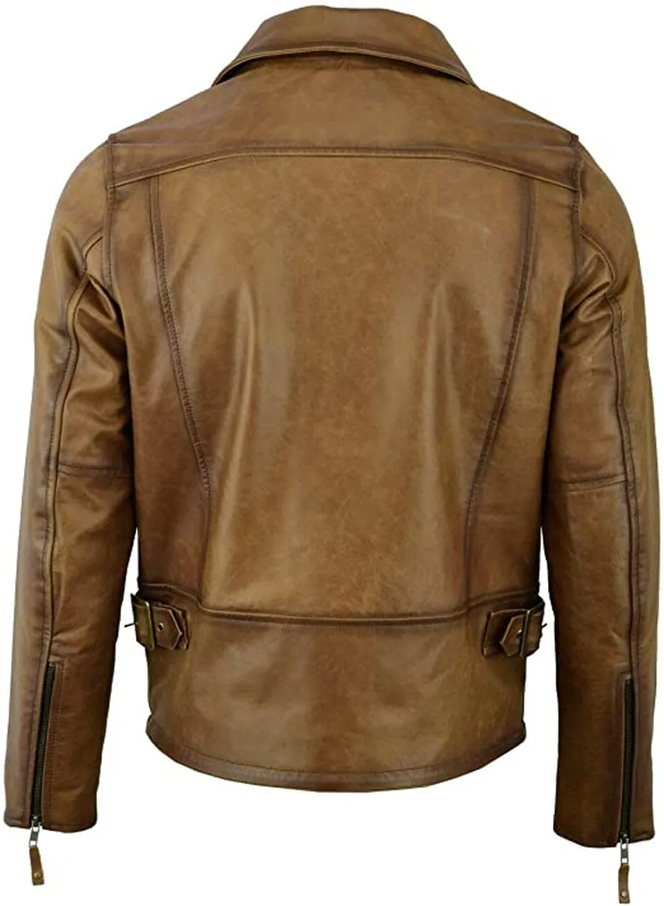 Men Classics Stylish Zip Sheepskin Leather Jacket