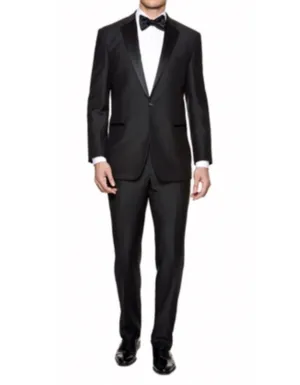 Mens 1 Button Slim Fit Notch Tuxedo in Black - Mens Slim Fitted Tuxedo