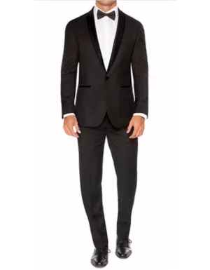 Mens 1 Button Slim Fit Shawl Tuxedo in Black - Mens Slim Fitted Tuxedo