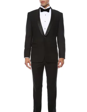 Mens Slim Fit Shawl Prom Tuxedo in Black