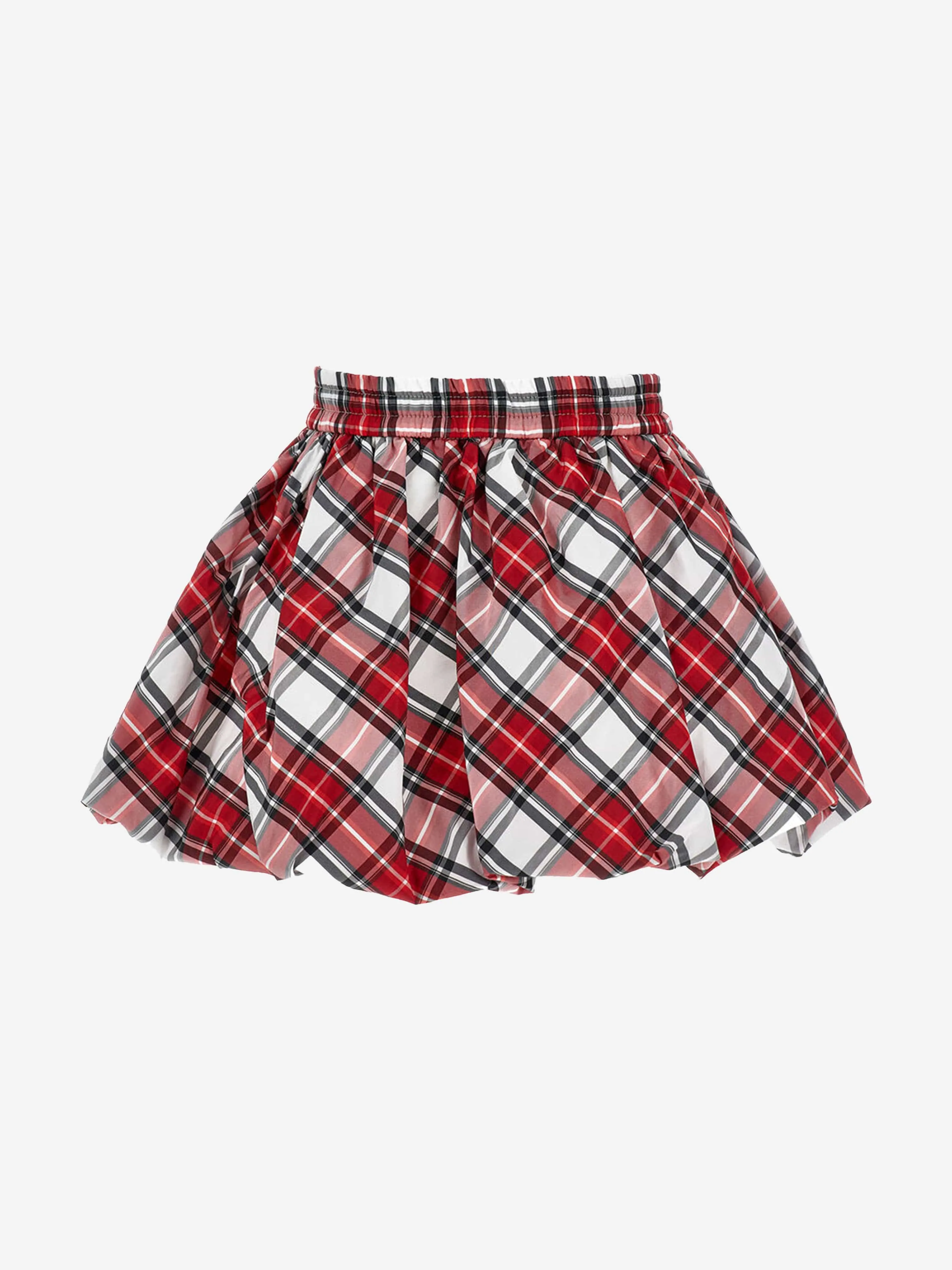 Monnalisa Girls Tartan Taffeta Balloon Skirt in Red