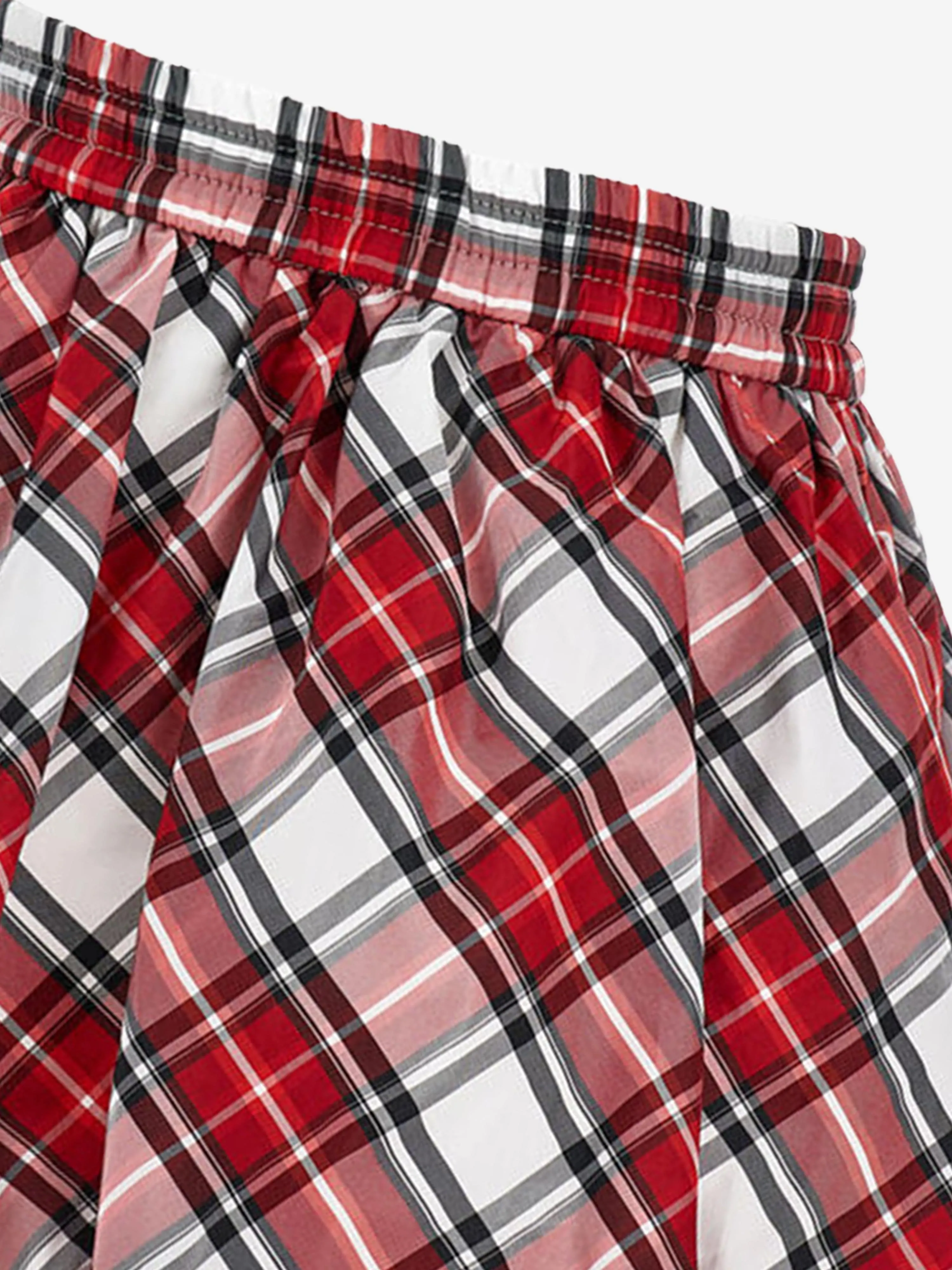 Monnalisa Girls Tartan Taffeta Balloon Skirt in Red