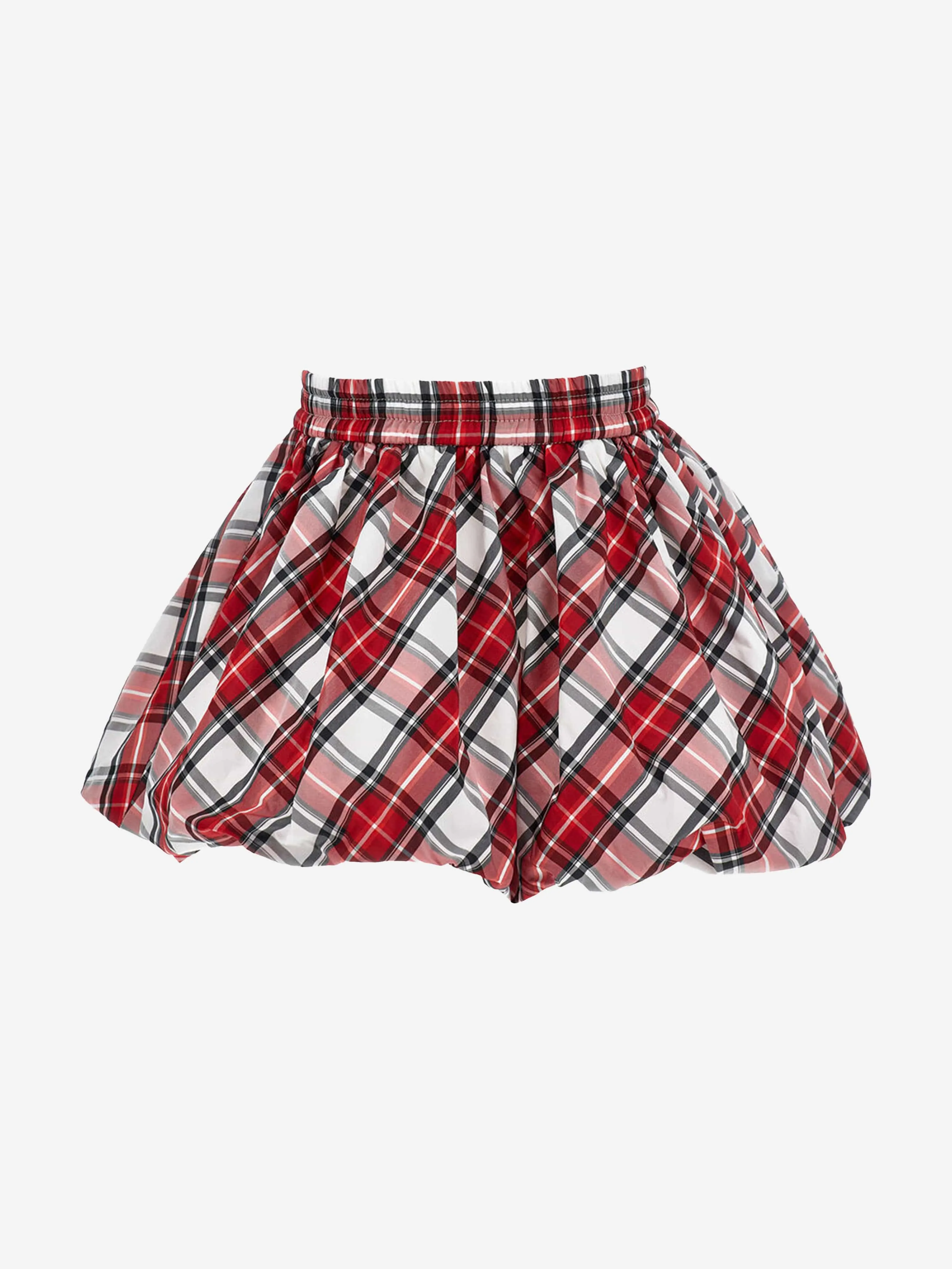 Monnalisa Girls Tartan Taffeta Balloon Skirt in Red