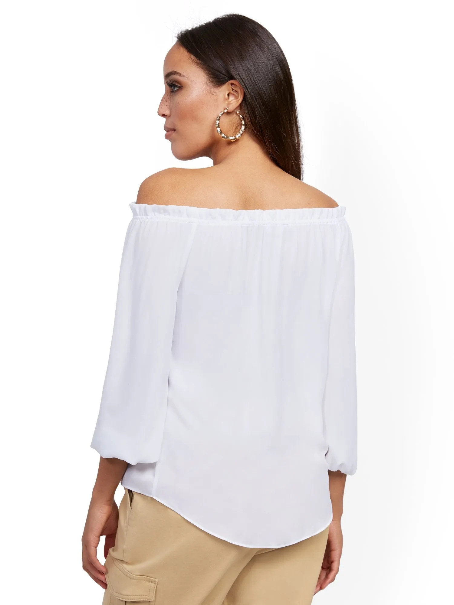 Off-The-Shoulder Utility Blouse