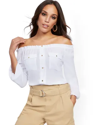 Off-The-Shoulder Utility Blouse