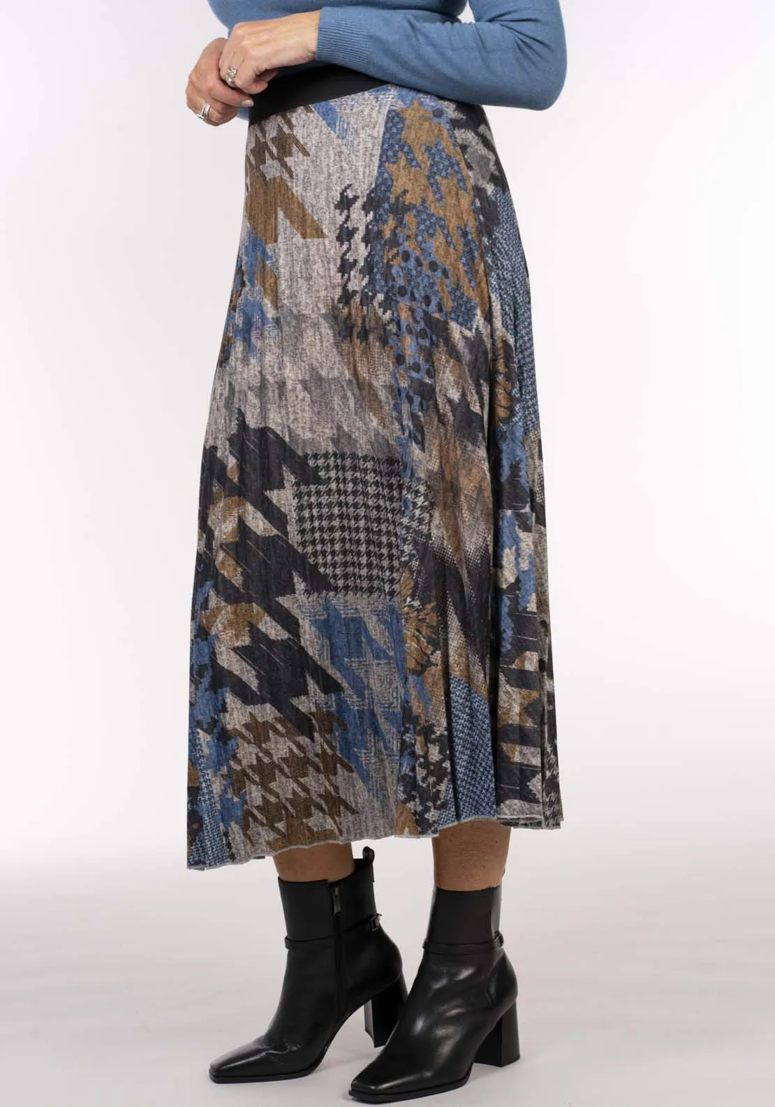 Pleat Print Skirt - Blue