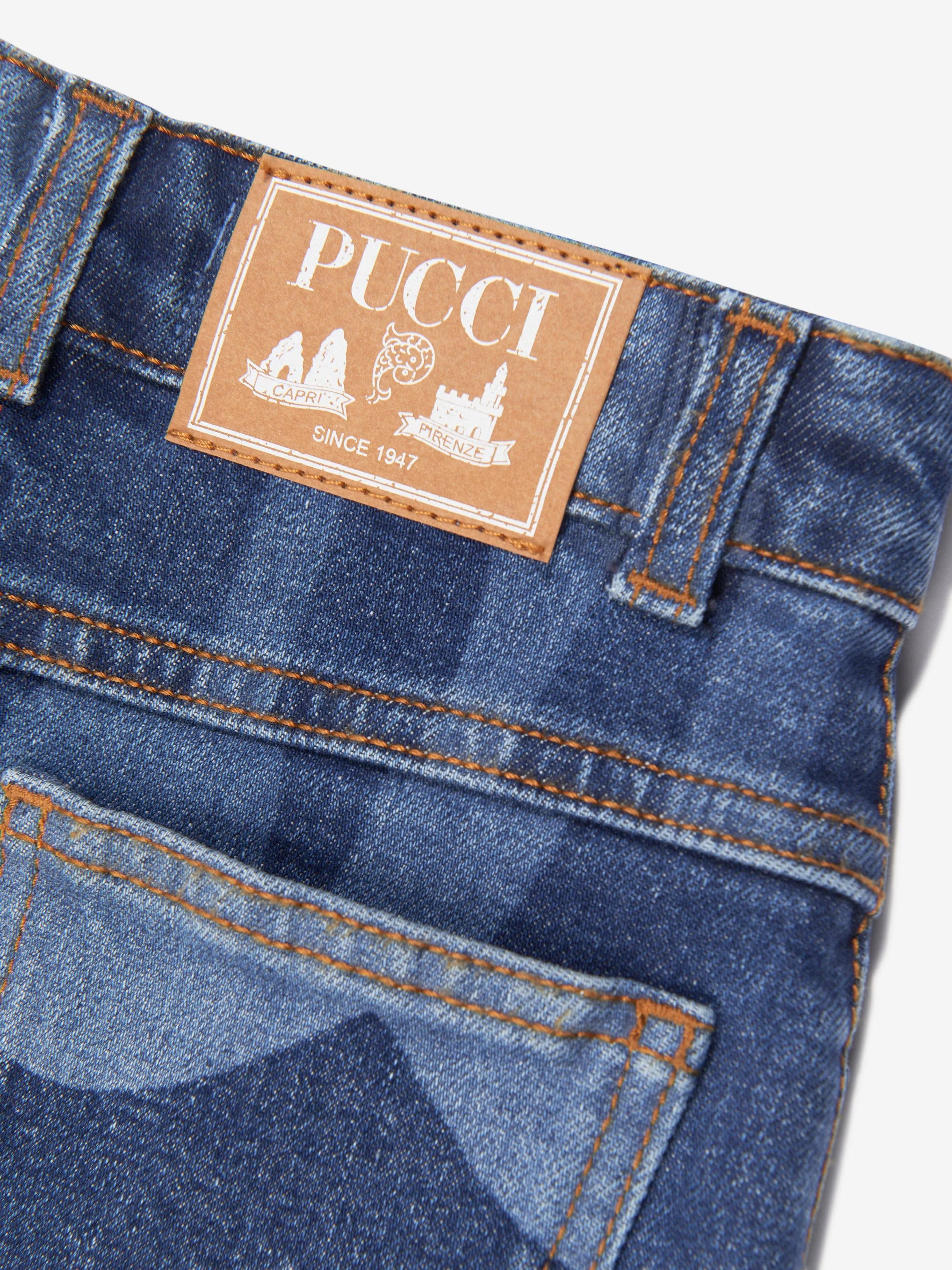 Pucci Girls Denim Skirt in Blue