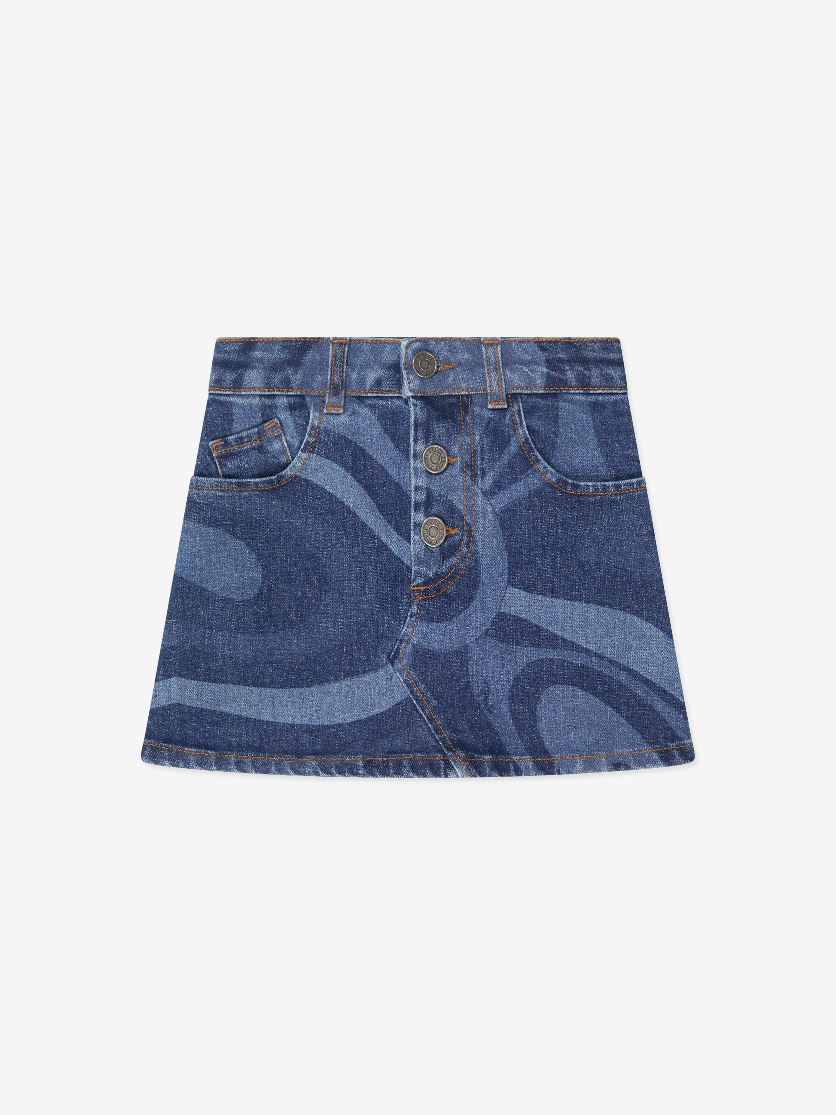 Pucci Girls Denim Skirt in Blue