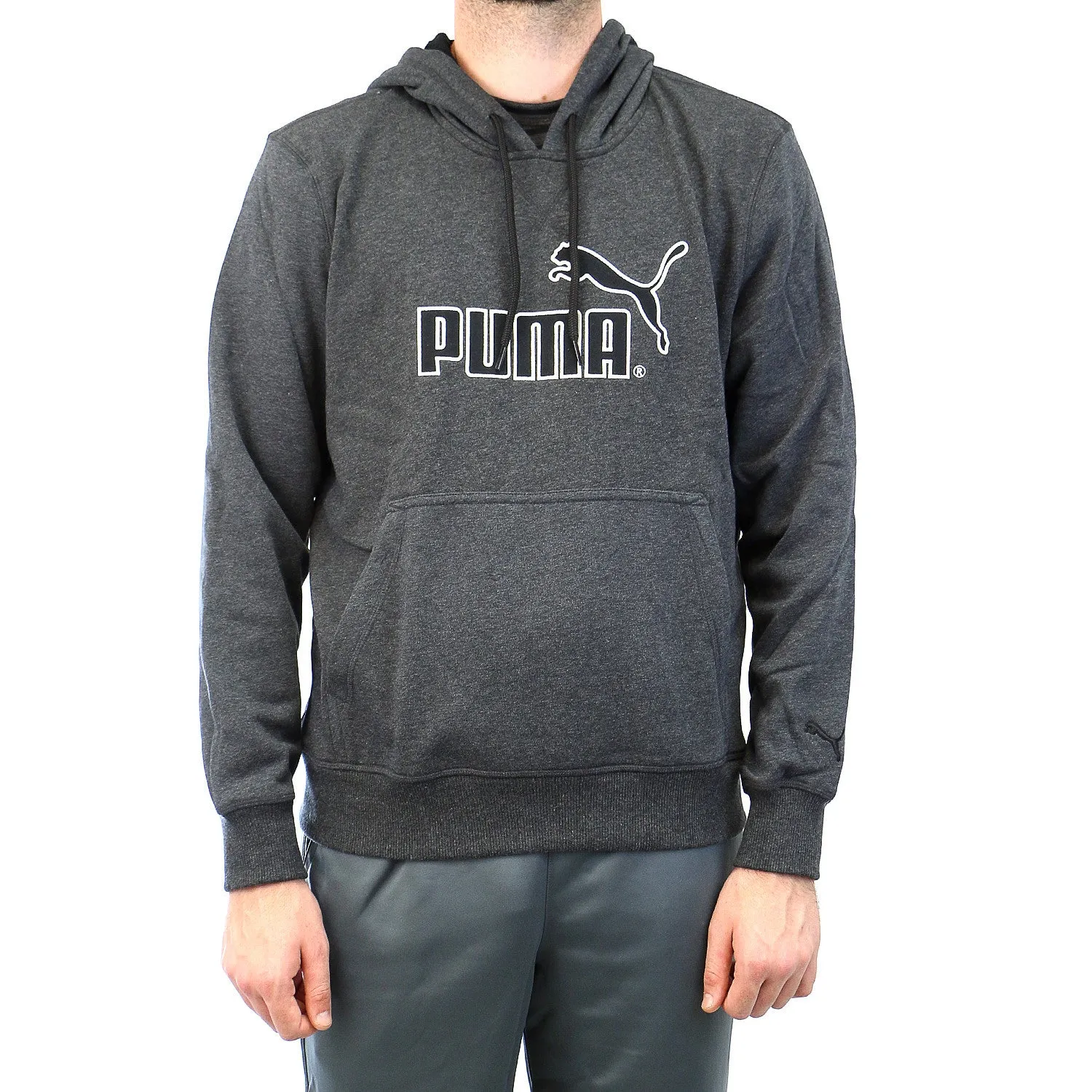 Puma NO 1 Logo  Hoodie   - Medium Grey Heather/White - Mens